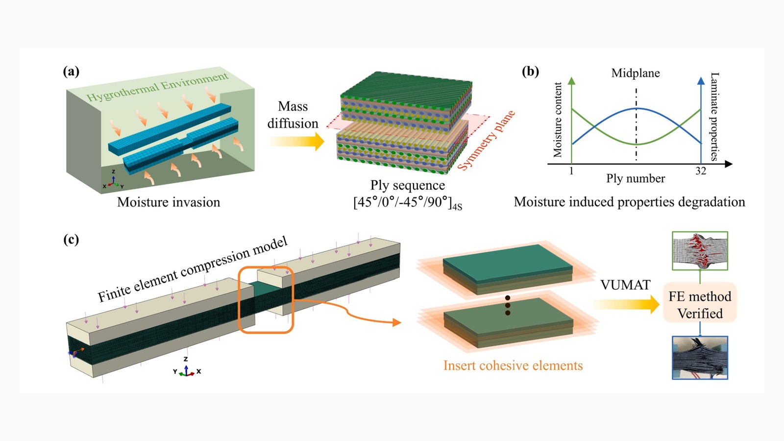 Coupled moisture-mechanical prediction of compression failure